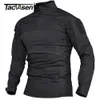 Polos pour hommes TACVASEN Chemises de combat militaires pour hommes 14 Zip Manches longues Chasse tactique Randonnée en plein air Armée Casual Pullover Tops 230202