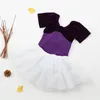 Bühnenkleidung Klassisches professionelles Ballett-Tutu Romantisches Schwanenkostüm Kinderkleid Kind Kurzarm-Spandex-Gymnastiktrikot für Mädchen