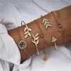 Charm Armbänder ME Bohemian Geometrische Stein Armband Set Für Frauen Vintage Seil Taseel Pailletten Mond Karte Elefant Herz Blatt Weiblichen Schmuck