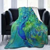 Blankets Peacock And Vintage Botanical Flannel Fleece Blanket Ultra Soft Cozy Warm Throw Lightweight Microfleece For Home