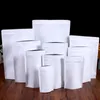Bolsa de papel Kraft blanca, bolsas de papel de aluminio, bolsas de almacenamiento con sellado reciclable, paquete para aperitivos de té y café