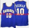 Niestandardowe mężczyźni Młodzież Kobiety Vintage Dennis Rodman #10 Oklahoma Savages Basketball Jersey S-4xl 5xl