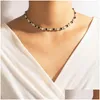 Beaded Necklaces Fashion Jewelry Black White Faux Pearl Cute Heart Necklace Love Beads Chocker Drop Delivery Pendants Dhnvw