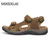 Slippare Summer E872C Fashion Leisure Men Shoes Beach Högkvalitativ äkta läder Mjuka stora herresandaler Storlek 38-48 230203 'S