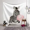 Tapestries Pink Bubble Elephant Giraffe Child Tapestrys Animal Wall Art Nursery Hanging Nordic Kid Baby Room Decoration Tapestry