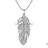 Pendant Necklaces Bohemia Fashion Jewelry Feather Rhinstone Necklace Drop Delivery Pendants Dhjxz