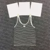 패션 스트라이프 니트 티 여성 통기성 민소매 티셔츠 섹시한 니트 조끼 스포츠 탱크 탑