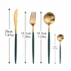 Dinnerware Sets Stainless Steel Cutlery Set Dessert Tableware Green Golden Dinner Complete Fork Spoon Knife Kitchen