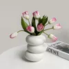 Vases en forme de beignet Vase hydroponique en céramique blanche maison bureau décoration fleur arrangeur Pot décor