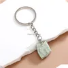 Keychains Lanyards Irregar Ore Crystal Opal Natural Stone Nyckelringar Rough Gem Charms Healing Keyrings For Women Men Drop D DHGARDEN DHB7I