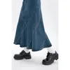 Jupes été Vintage bleu femmes Denim trompette Streetwear Style décontracté irrégulière taille haute dames longue sirène Jean 230202
