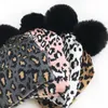 HATS CAPS CHAPA DE BABIL DE INVERNO DE INVERNO PARA CRIANÇAS LEOPARD KNIT DIDRADORES Garoto Garoto Pompom Grosso Costo Infantil Crescimento