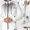 Herrspårar Mens Designer 2021 Cardigan Sportswear Suit Långärmad hoodie Lägg till jogging 2 -stycken Fitness Running Drop Delivery App Dhlwi
