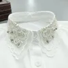 Båge slipsar spets blommig falsk krage för kvinnor skjorta löstagbar krage faux col lapel vit falsk kvinnlig halskläder slips dekorativ