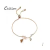 Lien Chaîne Mode Rose Fleur Charme Bracelet Pour Femmes Fille Bracelet Alliage Réglable Mariage Bijoux De Mariée Cadeau 3 Couleurs Drop Deli Ot4Iz