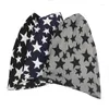 Berets 2023 Cotton Autumn Winter Skullies Cap Beanie Hat Star Print Turban Scarf Dual Use for Men and Women 64