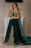 Tradycyjne Kaftan zielone sukienki wieczorowe Złota koronkowa aplikacja długa arabska Dubaj Formalne suknie wydarzenia Elegancka panna młoda Przyjęcie z noszenie celebrytów sukienka na zamówienie