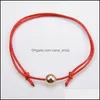 Bracelets de charme Bracelete de coroa de cora￧￣o artesanal Lucky Red String Cera corda de amizade de j￳ias entrega OTVVD