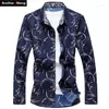 Men's Casual Shirts Men's Shirt Large Size Business Leisure Print Long Sleeve Slim Male Brand 5XL 6XL 7XL