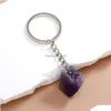 Keychains Lanyards Irregar Ore Crystal Opal Natural Stone Nyckelringar Rough Gem Charms Healing Keyrings For Women Men Drop D DHGARDEN DHB7I