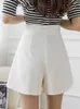 Kobiety damskie szorty o wysokim talii NOWOŚĆ KOBIET NOWOŚĆ Przyjazdu 2022 Styl Summer Korean Solid Kolor All-Match Ladies Eleganckie krótkie spodnie W1077 Y2302