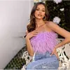 Koszulka damska 2023 moda seksowna futrzana topy Camis Casual Crop Tank Top Kamizel Bez rękawów Moda Sexy Party Feather Bra