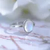 Solitaire Ring ItSmos Blue Bright Moonstone Silver Rings Luxury Natural Gemstone 10mm Band Jewelry Classic Oval for Womens Lover Gift Y2302