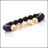 Beaded Strands 2Pcs /Set Chakra Nce Yoga Beads Bracelet For Women Men 6Mm 8Mm Tiger Eye Natural Stone Elastic Bracelets Stretch Cas Ottcv