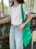 Women's T Shirts 9Colors 2023 Summer Korean Style Striped Short Sleeve Buttons Tops Womans Casual T-shirts Womens Tee Shirt Femme (X2394)