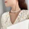 Łańcuchy 925 Sterling Srebrny francuska retro skorupa Perła Naszyjniki dla kobiet Koreańskie Choker Clavicle Sain Fashion Luksusowy prezent biżuterii