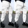 Calça masculina moda techwear street calças de carga múltipla de bolso suor absorvente de fitness respirável jogador de moletom