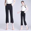 Pantalon femme Capris noir Flare taille haute Slim femme pantalon fendu costume coupe dame mode cloche bas Leggings élastique femme