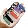 Collane con ciondolo Big Pendum Pietra naturale Amet Collana di cristallo di quarzo rosa Healing Ametista Fluorite Lapis Ossidiana Corda C Dhgarden Dhlcr