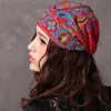 인색 챙 모자 1pcs 여성 자수 페도라 멕시코 빈티지 스타일 패션 액세서리를위한 터번 모자 민족적 빨간색 프린트