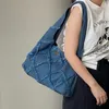 Borse da sera Design in denim Borse da donna Tote Borse da donna in stoffa di moda Borsa da viaggio sotto le ascelle di grande capacità Nappa femminile Spalla blu 230203