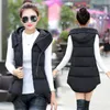 Femmes Gilets Automne Hiver Femmes Coton Gilet Manteaux Mince Chaud À Capuche Parka Vestes Lady Midi Long Sans Manches Gilet Outwear Kare22