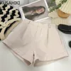 Kvinnors shorts kusahiki hög midja kvinna kostym våren koreanska bottnar kausal fast mode elegant bred ben korta feminimos mujer 230202