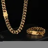 Armband ketting 18K vergulde dikke hoog gepolijste roestvrijstalen Miami Flat Curb Cuban Link Chain For Men 230202