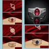 Solitaire Ring Rings For Women Wedding Diamond Sterling Sier Plated Cubic Zirconia Sapphire Austrian Crystal Gemstone Drop Delivery J Dhuid