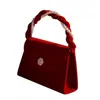 Sacos de noite Vintage Pearl Chain Womens Pequeno Quadrado Ombro Senhoras Red Velvet Crossbody Luxo Femlae Underarm Bolsa Bolsas 230203