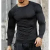 Herr t-shirts män snabb torr fitness tees utomhussport som springer klättring långa ärmar tights bodybuilding tops gym tågkomprimering t-shirt 230203