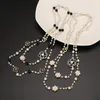 Colliers de perles Fleur numéro 5 collier pour femmes longue perle Double couche camélia pendentif Long collier bijoux de fête cadeaux pour amis 230203