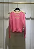 Designer Women Cardigan S Pullers Designers européens Designers Contraste Pink Cashmere Sweater