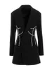 Feminino ternos blazers deat outono e moda casual manga longa cor sólida cor slim retalhos bling blazer casaco sl685 230202