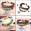 Charm Bracelets Infinity Wholesale Bronze Bracelet Leather Braided Snake Luckyhat Drop Delivery Jewelry Dh4Fb