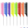 Haarbürsten Candy Color Antistatischer Rattenschwanzkamm Finetooth Metallstift Salon Beauty Styling Tool Akzeptieren Sie Ihr Logo Drop Delivery Produc Dhv72