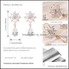 Dingle ljuskrona modedesigner kubik zirkoniums sol blomma vattendropp ￶rh￤ngen f￶r kvinnor brud br￶llop ￶rh￤nge fest smycken ot02q