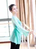 Stage Wear Beauty Mesh Hauts de danse modernes pour femmes Chemise en tissu Voir à travers les vêtements de salle de bal latine Ballet Warm Up Top