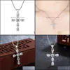 Pendant Necklaces Wedding Charm Ladies Noble Crystal Necklace Fashion Jewelry Classic Cross Exquisite Gift Creative Drop Delivery Pen Dh2Ft