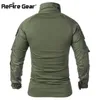 Erkek Tişörtler Refire Gear Erkekler Ordu Taktik Tişört Swat Askerler Askeri Savaş T-Shirt Uzun Kol Kamuflaj Gömlekleri Paintball T Shirts 5XL 230203